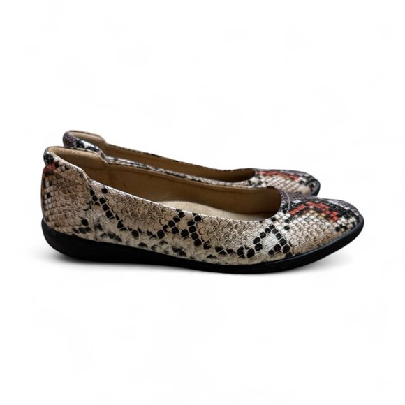 Naturalizer Snakeskin Print Flats Size 8 Comfort Cushioned Slip On Shoes - Picture 1 of 5